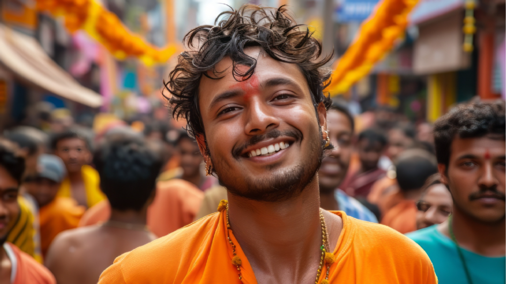 A beaming young Indian man in festive attire embodying the vibrancy of potential candidates for the Young Professionals Scheme.