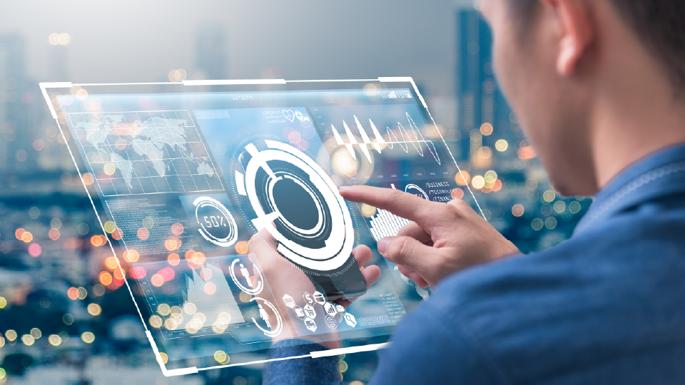 Person using an AI interface for global market analysis.